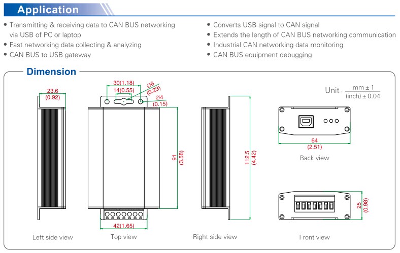 UTEK UT-8251 USB 2.0 to CAN Bus Converter